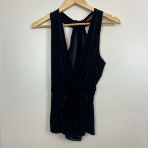 VINTAGE Y2K 7 for all Mankind Plunging Neckline Velvet Criss Cross Back Tank Top